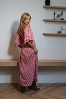 VESTIDO MIDI LASTEX ROSÊ FLOW