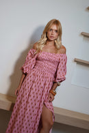 VESTIDO MIDI LASTEX ROSÊ FLOW