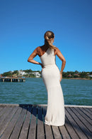 VESTIDO LONGO UM OMBRO SÓ BRANCO DOURE