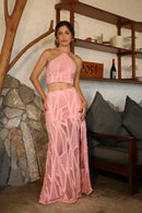 CONJUNTO DE SAIA E CROPPED TRICOT HEMERA