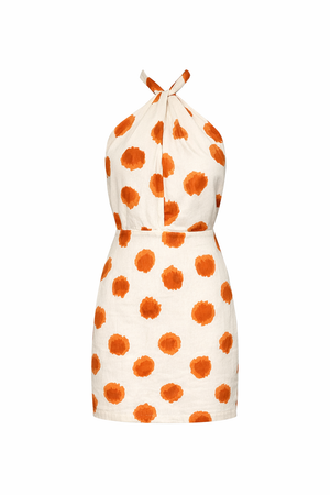 VESTIDO CURTO FRENTE ÚNICA CAFÉ DOTS