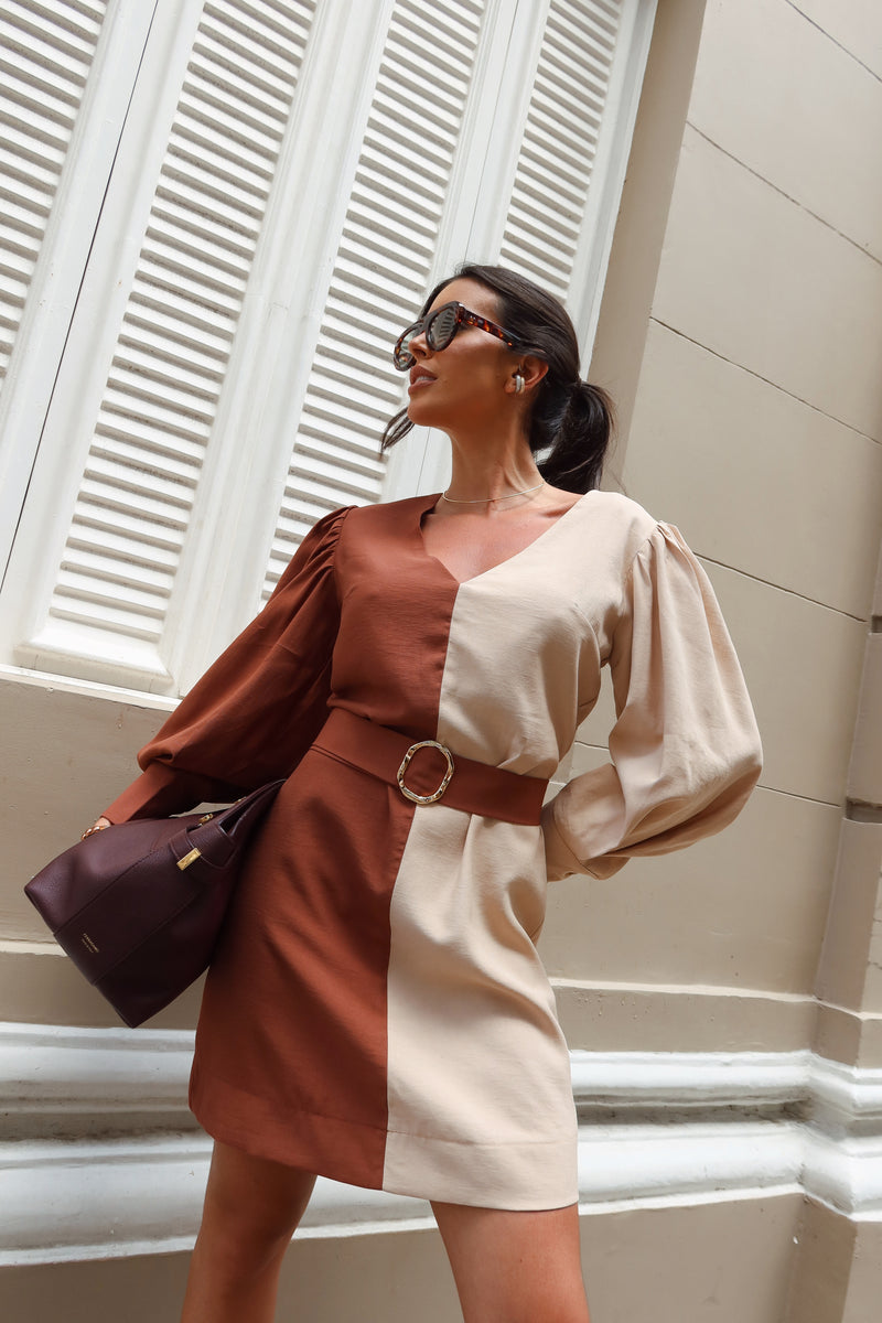 VESTIDO CURTO BICOLOR CINNAN