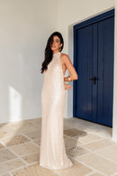 VESTIDO LONGO PAETÊ MEDITERRÂNEO * PRÉ VENDA *