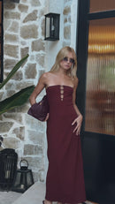 VESTIDO MIDI CANELADO SEM ALÇAS CAIRO