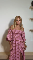 VESTIDO MIDI LASTEX ROSÊ FLOW