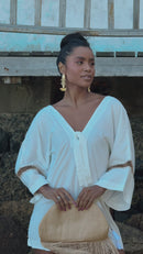 MACAQUINHO BRANCO SALINAS EM TECIDO LEVE COM MANGAS AMPLAS