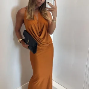 VESTIDO LONGO FRENTE ÚNICA BAUNILHA