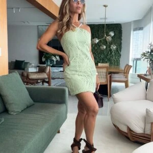 VESTIDO CURTO COM RENDA LIMONE - P