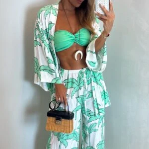 CONJUNTO KIMONO COM CALÇA EM VISCOSE ESTAMPA PUPUNHA