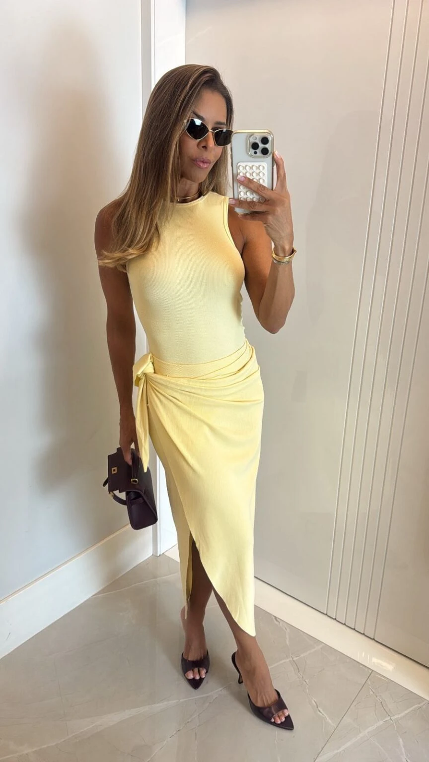 VESTIDO MIDI PAREO EM MALHA NUIT