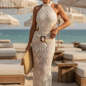 VESTIDO LONDO DE TRICOT GOLDEN HOUR